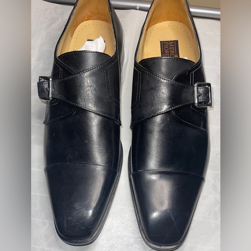 Black Mercanti Florintinio Men Loafers 9.5M w/ side buckle